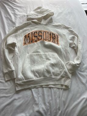 Missouri White Graphic Hoodie – Leopard Accent